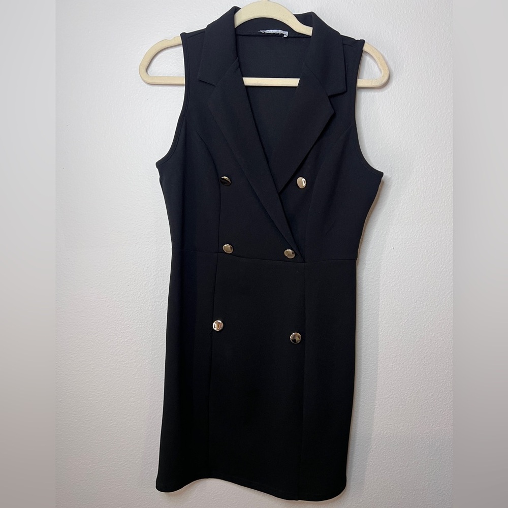 Revamped Black Double-Breasted Mini Dress